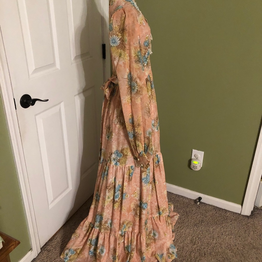 Vintage 70s gunne sax style floral maxi dress with bishop sleeves - Picture 7 of 13